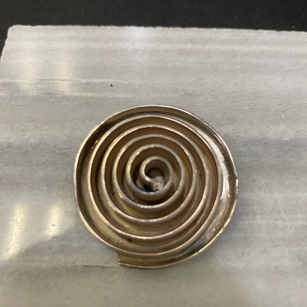 Vintage Taxco Mexico Sterling Silver Modernist Swirl Pin Brooch Pendant